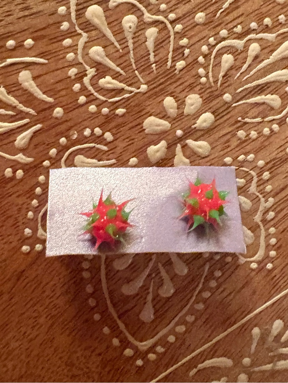 Colorful Red & Green Starburst Stud Earrings